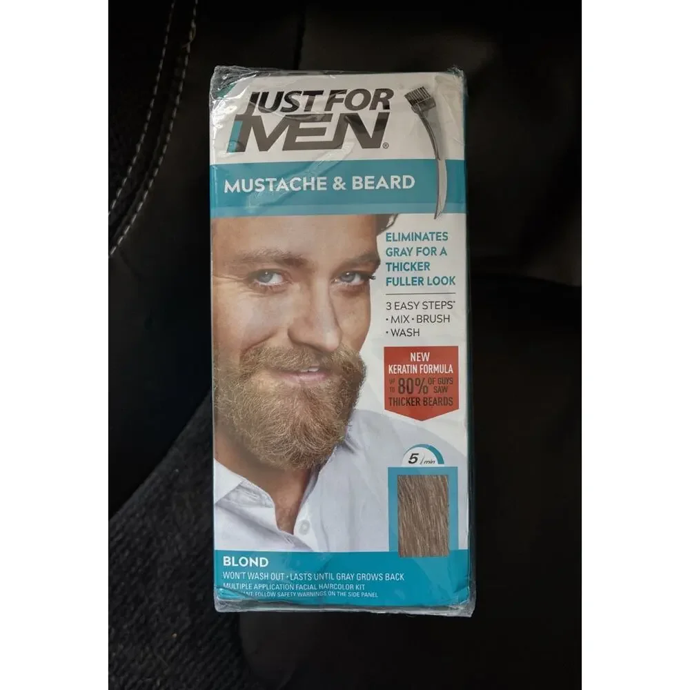 Just For Men Mustache & Beard, M-10/15 Beard Coloring for Gray Hair Blond, 3 Pk